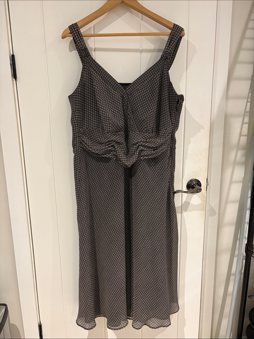 Nine West Black & White Printed Midi Dress